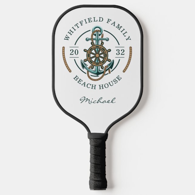 Nautical Family Matching Beach House Anchor Pickleball Paddle (Front)
