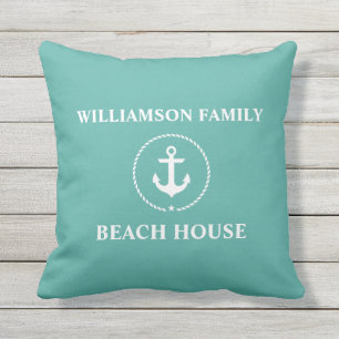 Nautical Family Name Beach House Cushion