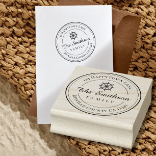 Nautical Family Return Address Wood Art Stamp