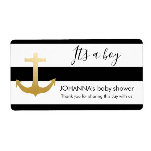 Nautical Faux Gold Foil Anchor Water Bottle Favour