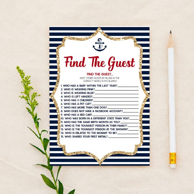  Nautical Find The Guest Baby Shower Game Stationery (Creator Uploaded)