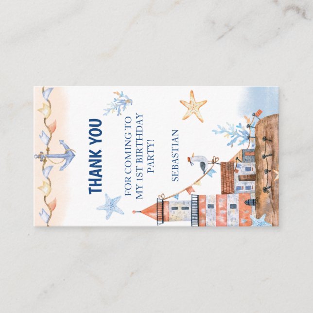 Nautical First Birthday Thank‑You Card (Front)