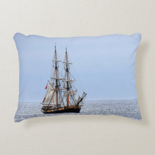 Nautical Fishing Boat Blue Skies Decorative Cushion