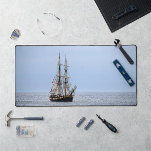 Nautical Fishing Boat Blue Skies Desk Mat