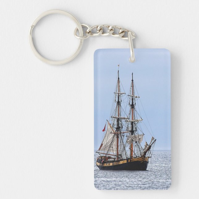 Nautical Fishing Boat Blue Skies Key Ring (Front)