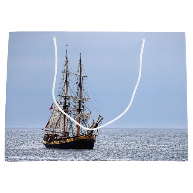Nautical Fishing Boat Blue Skies Large Gift Bag (Front)