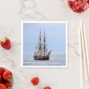 Nautical Fishing Boat Blue Skies Napkin