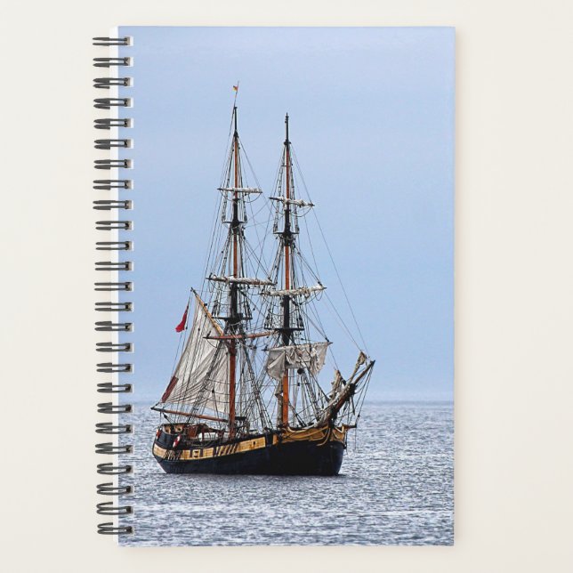 Nautical Fishing Boat Blue Skies Planner (Front)
