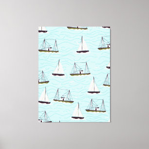 Nautical fishing pattern canvas print