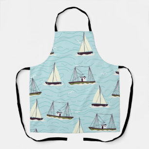 Nautical fishing pattern poster apron