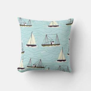 Nautical fishing pattern poster cushion