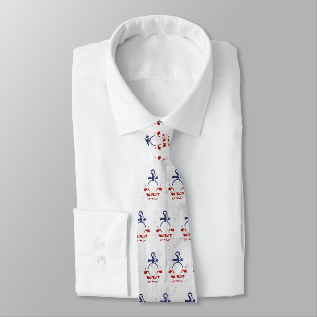 Nautical Flag Anchor on Whitewashed Wood Tie (Tied)