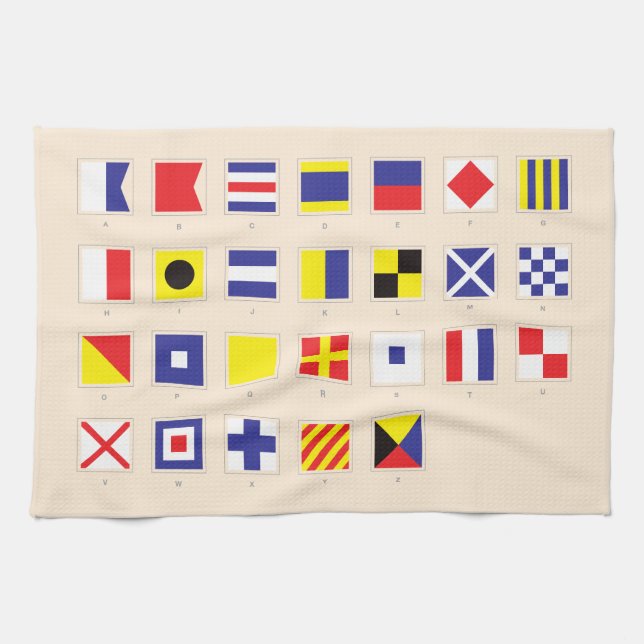 Nautical Flag Chart Tea Towel (Horizontal)