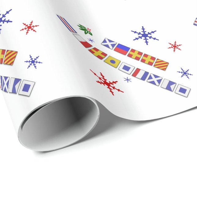 Nautical Flag Merry Christmas Gift Wrap (Roll Corner)