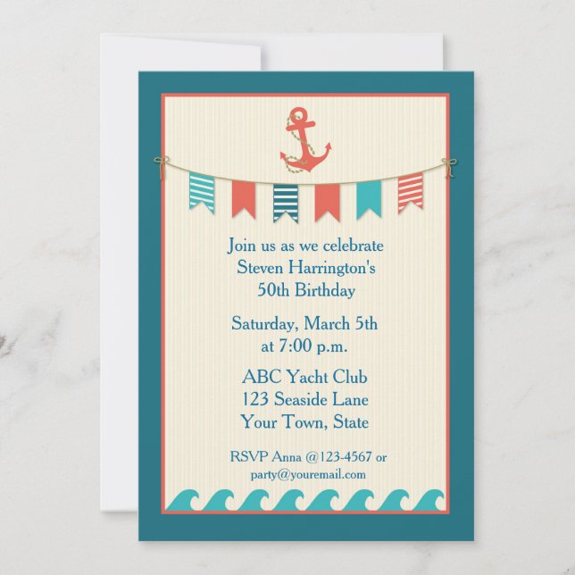 Nautical Flags and Anchor Invitation (Front)