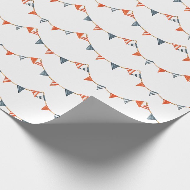 Nautical Flags Baby Shower Wrapping Paper (Corner)