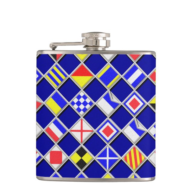 Nautical Flags Hip Flask (Front)