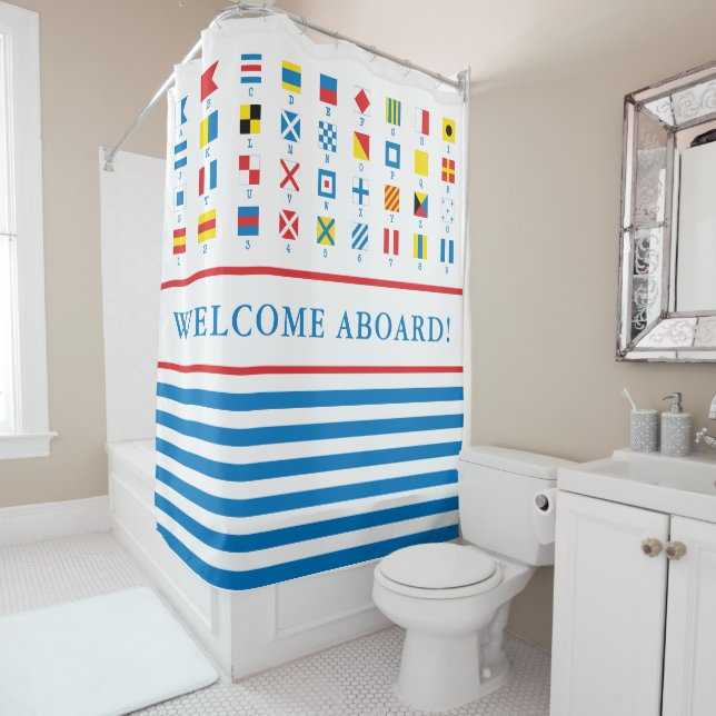 Nautical Flags Maritime Signals Shower Curtain (In Situ)