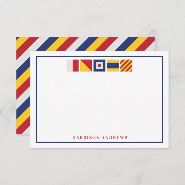 Nautical Flags Personalised Note Cards (Front/Back)