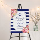 Nautical Floral Anchor Blue Stripe Bridal Shower
