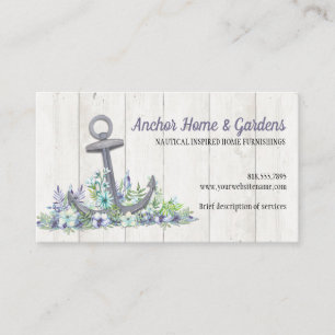 Nautical Floral Anchor Business Card