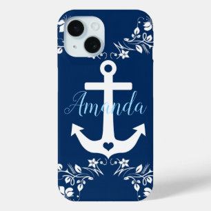Nautical Floral & Anchor iPhone 15 Case