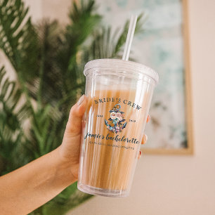 Nautical Floral Anchor   Monogram Bachelorette Acrylic Tumbler