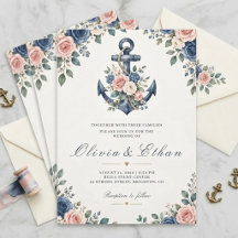 Nautical Floral Anchor Watercolor Wedding