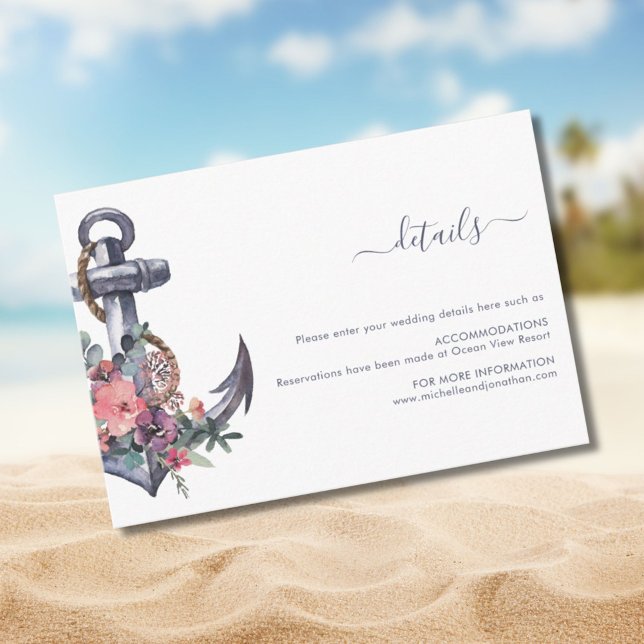 Nautical Floral Anchor Wedding Enclosure Card (Creator Uploaded)