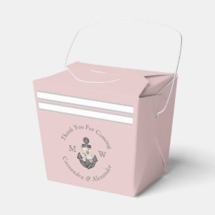 Nautical Floral Anchor White Blush Pink Rose  Favour Box