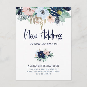 Nautical Floral   New Address Moving Announcement Postcard
