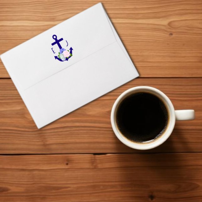 Nautical Floral Stripes Wedding Envelope (Creator Uploaded)