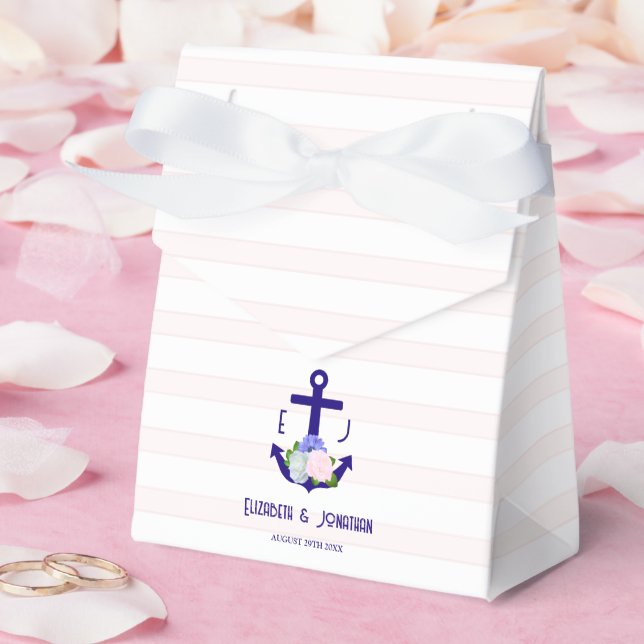Nautical Floral Stripes Wedding Favour Box (Wedding)
