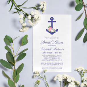 Nautical Floral Summer Bridal Shower Invitation