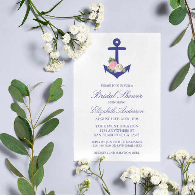 Nautical Floral Summer Bridal Shower Invitation (Creator Uploaded)