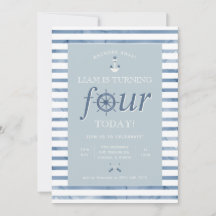 Nautical Fourth Birthday Invitation