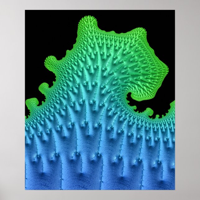 Nautical Fractal Wave Artsy Beach House Wall Poster (Front)
