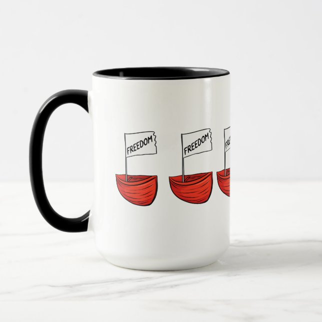 Nautical Freedom Boat Illustration Mug (Left)