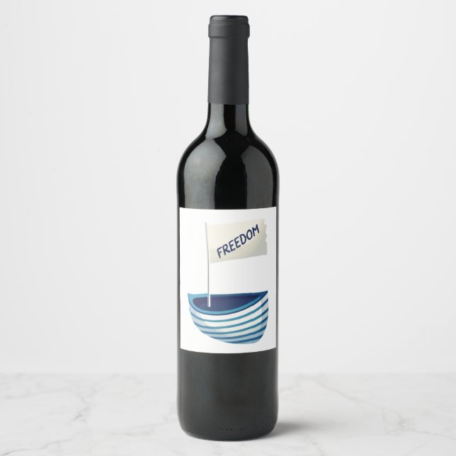 Nautical Freedom Boat Wine Label (Front)