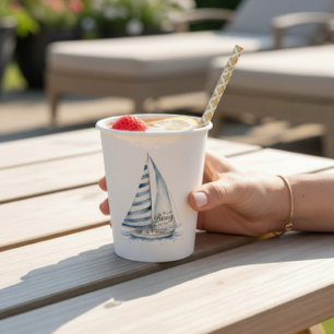 Nautical fun "Nauti-Bouy" Sailboat baby shower Paper Cups