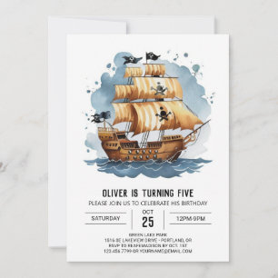 Nautical Fun Treasure Map Pirate Birthday Invitation