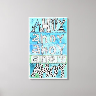 Nautical Fun Whimsical Letters Blue Canvas Print