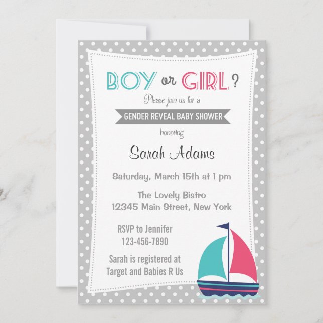 Nautical Gender Reveal Party Invitation Neutral (Front)