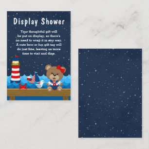 Nautical Girl Bear Red and Navy Display Shower Enclosure Card