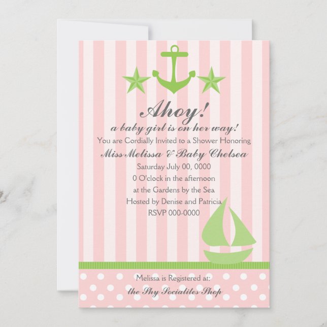 Nautical Girl Invitation (Front)