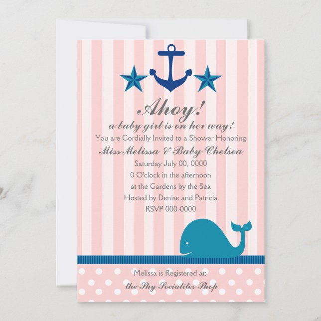 Nautical Girl Invitation (Front)