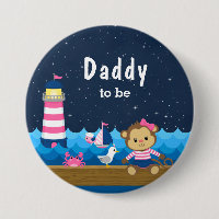 Nautical Girl Monkey Pink and Navy Daddy To Be