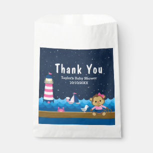 Nautical Girl Monkey Pink Baby Shower Thank You Favour Bags