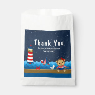 Nautical Girl Monkey Red Baby Shower Thank You Favour Bags