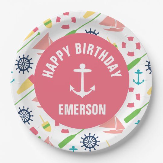 Nautical Girl Personalised Happy Birthday Plate